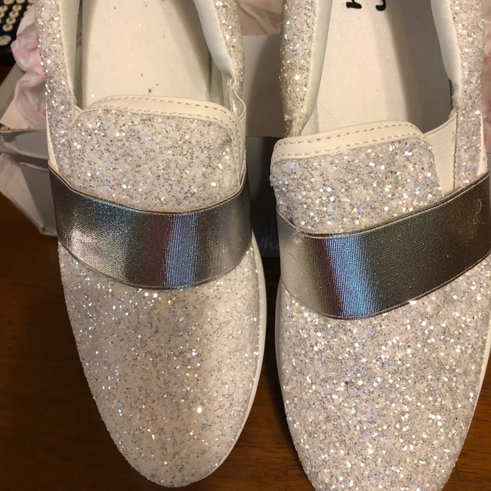 Silver Glitter Slip On Sneakers